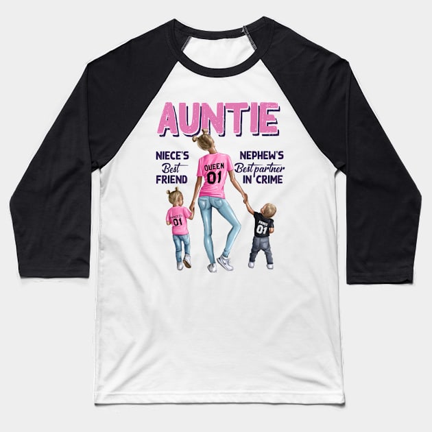 Auntie Niece’s Best Friend Nephew’s Best Partner In Crime Shirt Auntie Shirt, Aunt Gift Baseball T-Shirt by Bruna Clothing